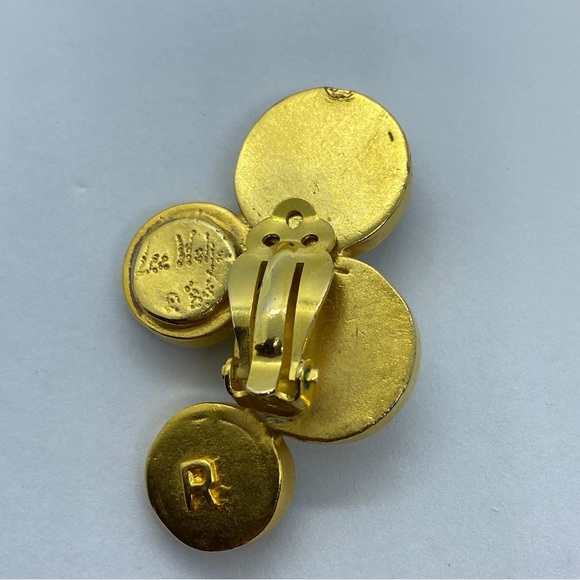 Vintage Rare Lee Wolfe 80’s Statement Multicolored Faux Pearl Gold Tone Earrings - Picture 6 of 6